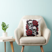 Gotische schedel en Roos motief Kussen (Stoel)