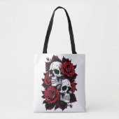 Gotische schedel en Roos motief Tote Bag (Voorkant)
