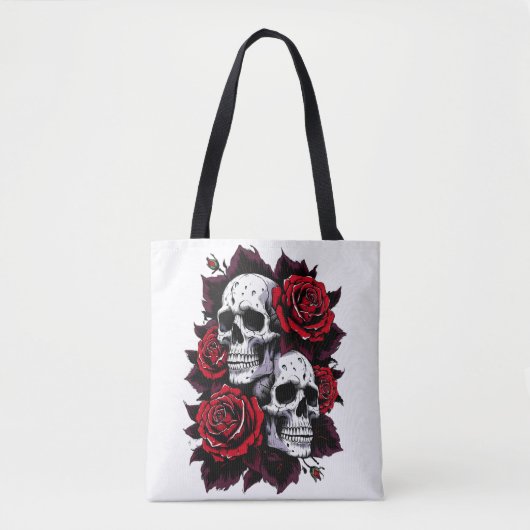 Gotische schedel en Roos motief Tote Bag (Voorkant)