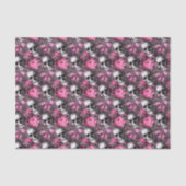 Gotische schedel en roze rozen Halloween Tissuepapier (Voorkant)