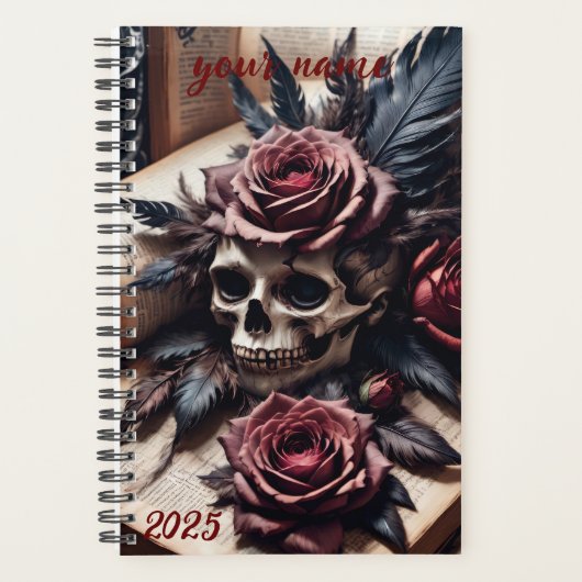  - "Gotische schedel en Rozen #1" Planner (Voorkant)