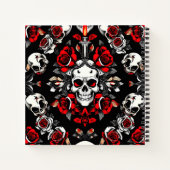 Gotische schedel en Rozen - Dag van de Doden Notitieboek (Achterkant)