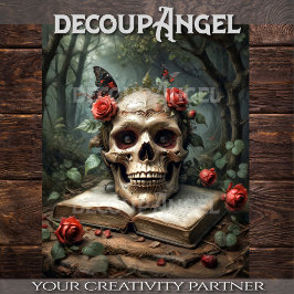 Gotische schedel en Rozen - Decoupage Tissuepapier