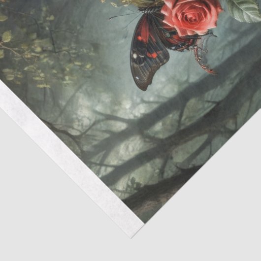 Gotische schedel en Rozen - Decoupage Tissuepapier (Detail)