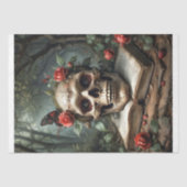 Gotische schedel en Rozen - Decoupage Tissuepapier (Voorkant)
