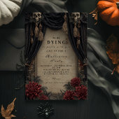 Gotische schedel en Rozen Halloween Party Kaart