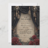 Gotische schedel en Rozen Halloween Party Kaart (Voorkant)