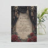 Gotische schedel en Rozen Halloween Party Kaart (Staand voorkant)