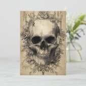 Gotische schedel en Rozen kunst Kaart (Staand voorkant)