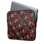  Gotische Schedel en Rozen Rood en Zwart Laptop Sleeve (Voorkant Links)