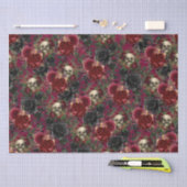  Gotische Schedel en Rozen Rood en Zwart Tissuepapier (Craft)