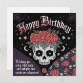 Gotische schedel en Rozen Verjaardag Kaart (Voorkant / Achterkant)