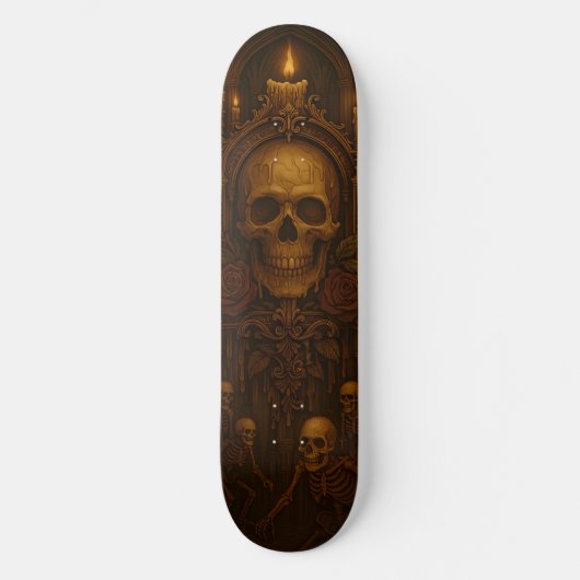 Gotische schedel en skelet Candlelit Shrine Persoonlijk Skateboard (Voorkant)