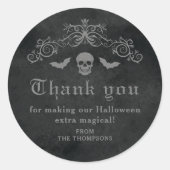 Gotische schedel en vleermuizen Donkere Halloween Ronde Sticker (Voorkant)