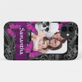 Gotische schedel en vlinders Case-Mate iPhone case (Achterkant (horizontaal))