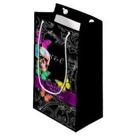 Gotische schedel en zwart gepersonaliseerde bruilo klein cadeauzakje