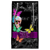 Gotische schedel en zwart gepersonaliseerde bruilo klein cadeauzakje (Voorkant)