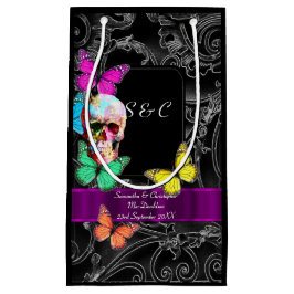 Gotische schedel en zwart gepersonaliseerde bruilo klein cadeauzakje