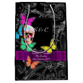 Gotische schedel en zwart gepersonaliseerde bruilo medium cadeauzakje (Voorkant)