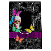 Gotische schedel en zwart gepersonaliseerde bruilo medium cadeauzakje (Achterkant)