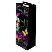 Gotische schedel en zwart gepersonaliseerde bruilo wijn cadeautas (Voorkant Gekanteld)