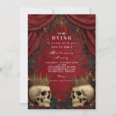 Gotische schedel en zwart Roos Halloween Kaart (Voorkant)