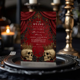 Gotische schedel en zwart Roos Halloween Kaart