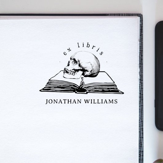  gotische schedel ex libris aangepaste boek rubberstempel