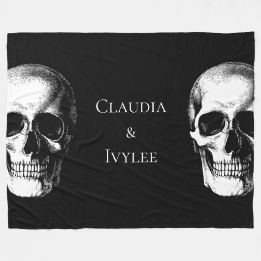 Gotische schedel fleece deken (Voorkant (Horizontaal))