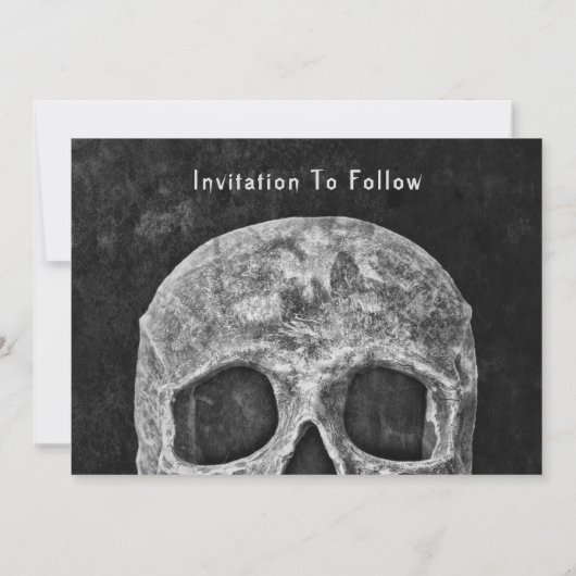 Gotische schedel Hallobruiloft Save the Date (Achterkant)