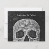 Gotische schedel Hallobruiloft Save The Date Budge (Achterkant)