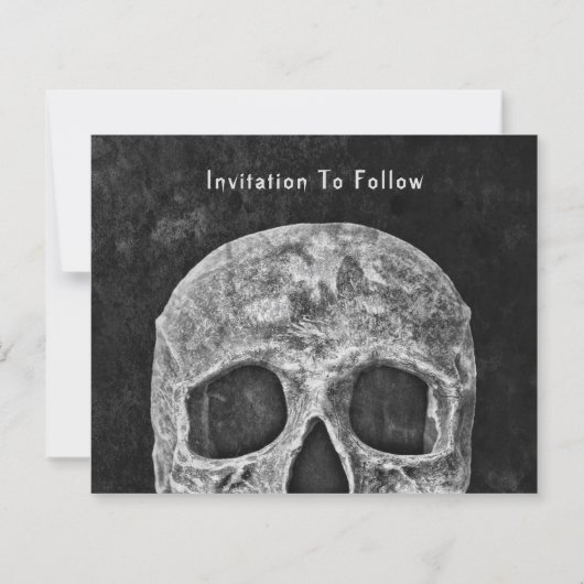 Gotische schedel Hallobruiloft Save The Date Budge (Achterkant)