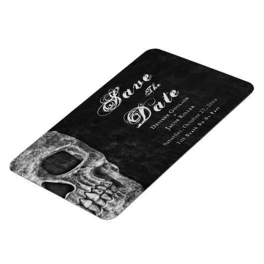Gotische schedel Hallobruiloft Save the Date Magneet (Linkerzijde)