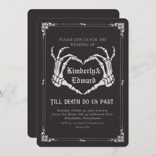 Gotische schedel HalloWedding Retro bruiloft uitno Kaart (Voorkant / Achterkant)