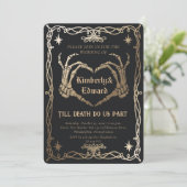 Gotische schedel HalloWedding Retro bruiloft uitno Kaart (Staand voorkant)
