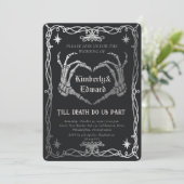Gotische schedel HalloWedding Retro bruiloft uitno Kaart (Staand voorkant)