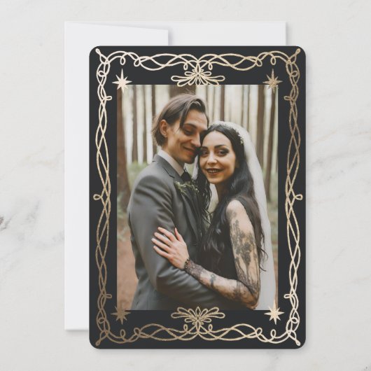 Gotische schedel HalloWedding Retro bruiloft uitno Kaart (Achterkant)