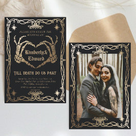 Gotische schedel HalloWedding Retro bruiloft uitno Kaart