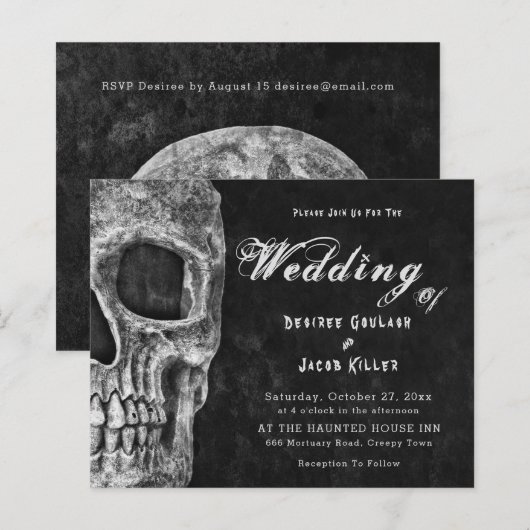 Gotische schedel HalloWedding Zwart Budget (Voorkant / Achterkant)