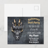 Gotische Schedel Halloween Feest Briefkaart (Voorkant / Achterkant)