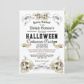  Gotische Schedel Halloween Kostuum Party Inv Kaart (Staand voorkant)