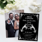 Gotische schedel hart bruiloft kaart