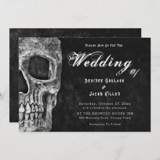 Gotische schedel hoofd Hallobruiloft Aankondiging (Voorkant / Achterkant)