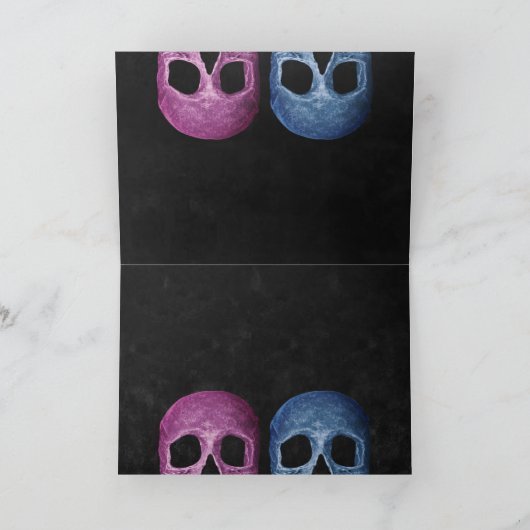 Gotische schedel hoofd roze blauw hallobruiloft (Binnen)