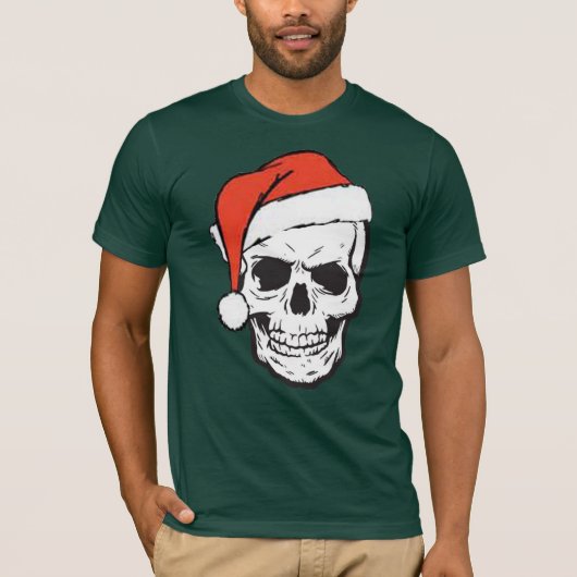 Gotische schedel Kerstmis met Santa Hat Graphic T-shirt (Voorkant)