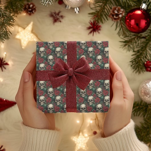 Gotische schedel Kerstmis Wrapping Paper skelet