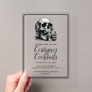 Gotische Schedel Kostuum Cocktail Halloween Feest Acryl Uitnodigingen