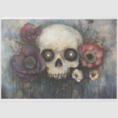 Gotische Schedel met Bloemen Donkere Bloemen Decou Tissuepapier (Voorkant)