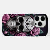 Gotische schedel met Paarse Rozen Case-Mate iPhone Case (Achterkant (horizontaal))