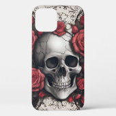 Gotische schedel met rode rozen Case-Mate iPhone case (Achterkant)